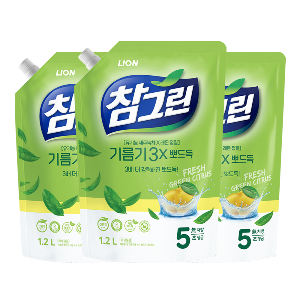 주방세제 - 참그린 레몬 녹차 뽀드득 어드밴스 주방세제 리필